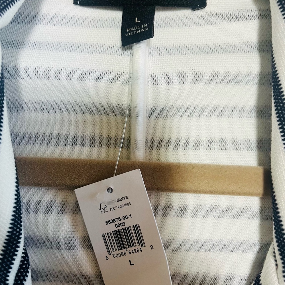 Banana Republic Navy and White Striped Double-Breasted Blazer - Picture 3 of 3